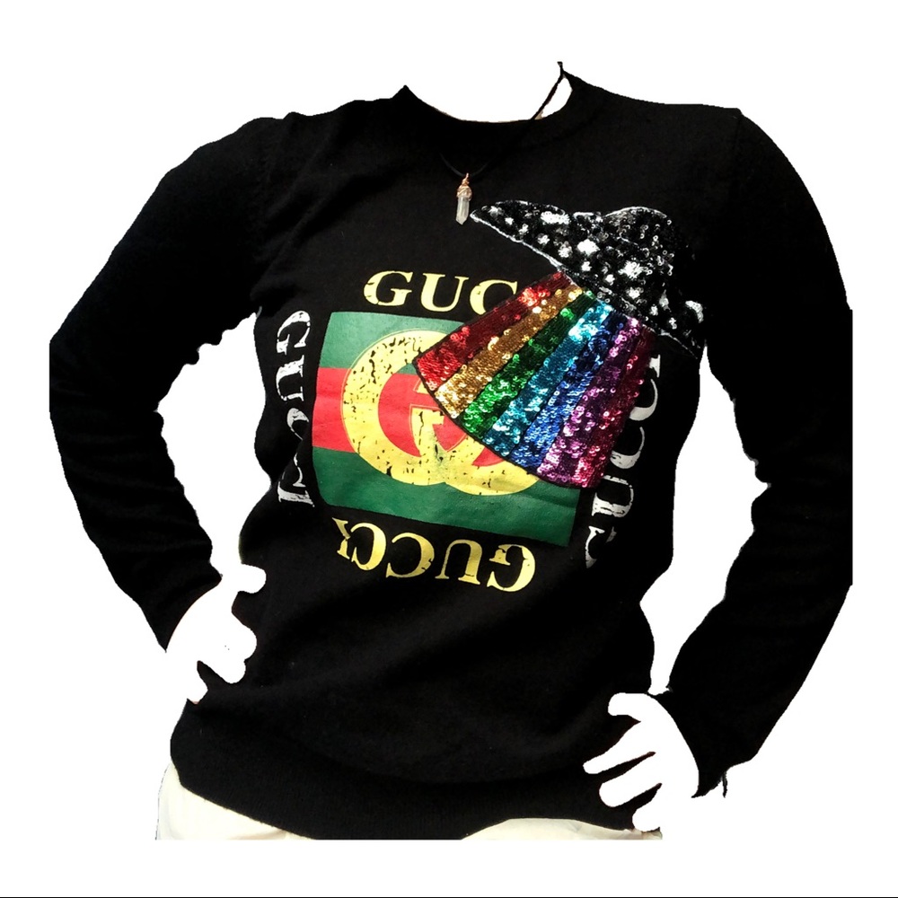 RARE unisex Gucci sequin UFO cotton sweater